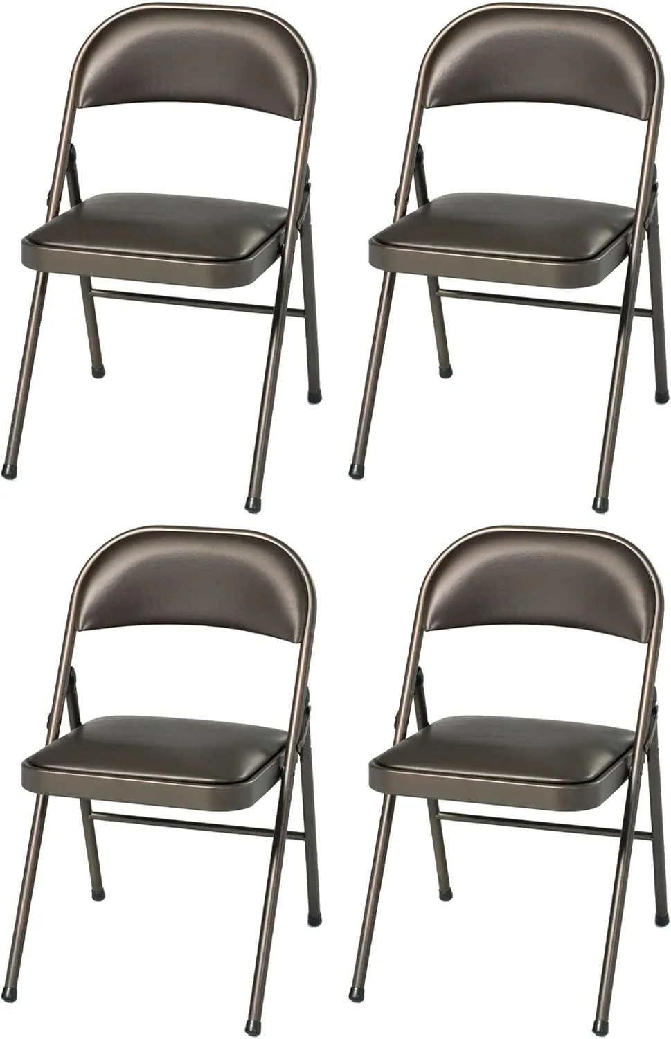 MECO Sudden Comfort Deluxe Cinnabar Vinyl Seat Padded Folding Chair with Steel Frame and Contoured Backrest for Indoor Outdoor Use, (Set of 4)