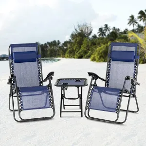 Mecor 3PC Zero Gravity Lounge Chairs Beach Chairs Patio Chairs Adjustable Folding Recliner with Folding Table Outdoor Yard Beach