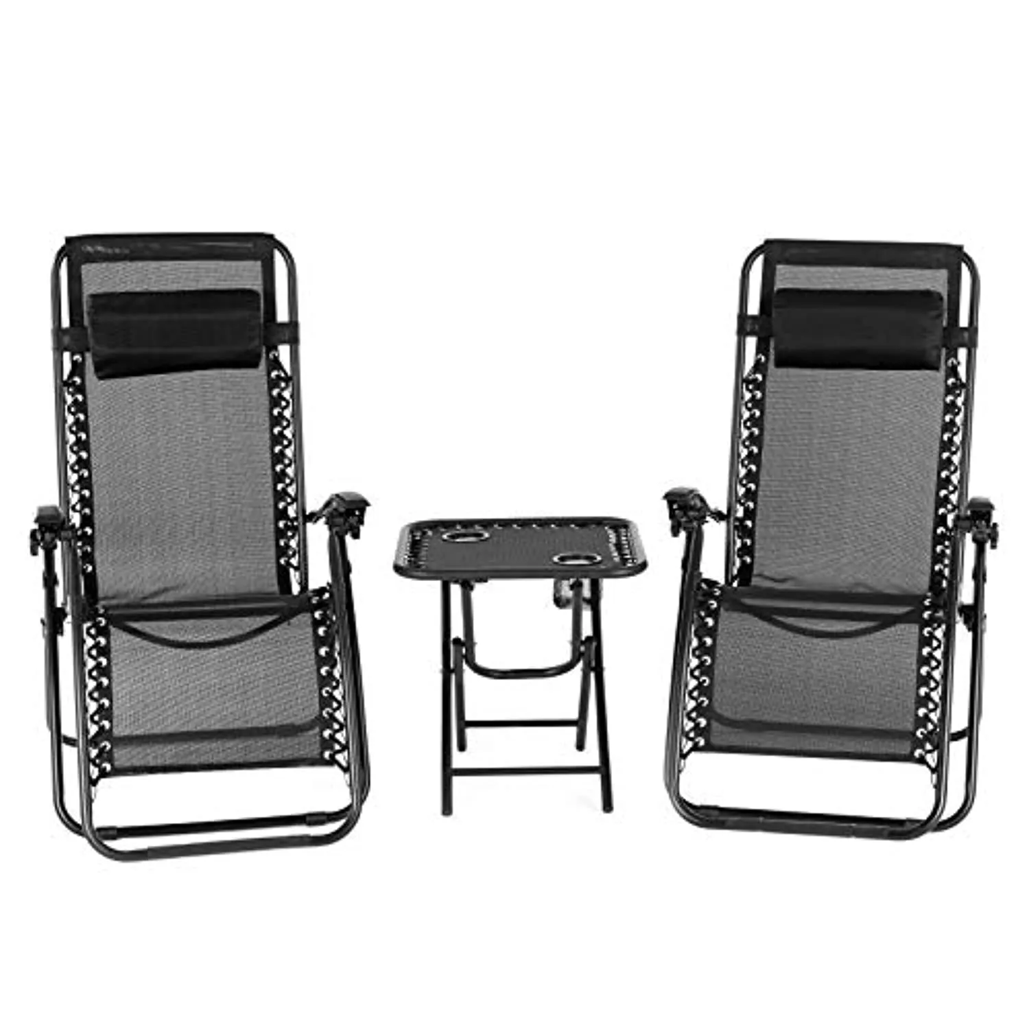 Mecor 3PC Zero Gravity Lounge Chairs Beach Chairs Patio Chairs Adjustable Folding Recliner with Folding Table Outdoor Yard Beach