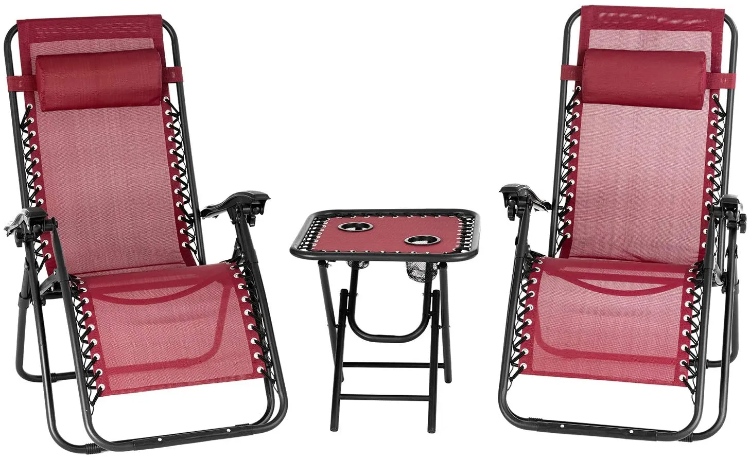 Mecor 3PC Zero Gravity Lounge Chairs Beach Chairs Patio Chairs Adjustable Folding Recliner with Folding Table Outdoor Yard Beach
