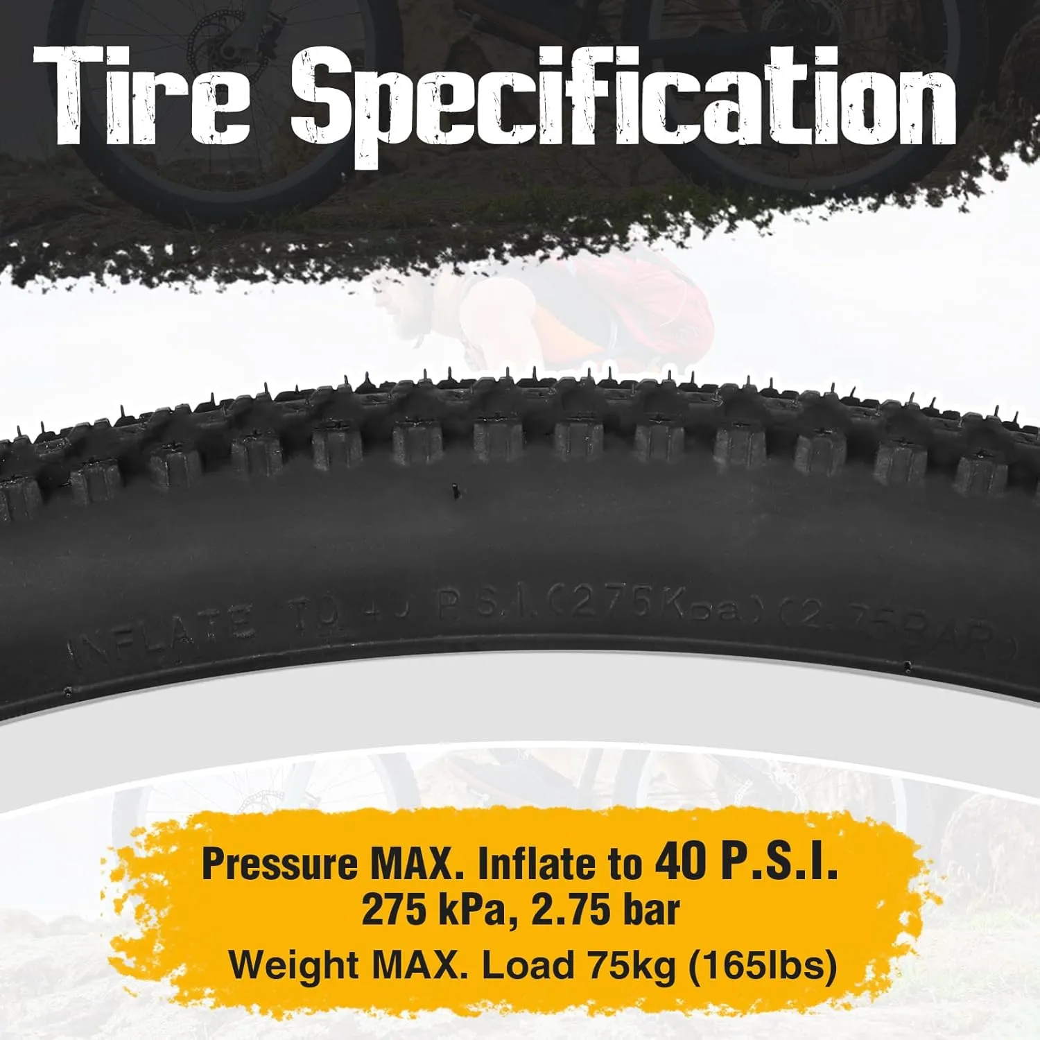 MEGHNA Bike Tire 26/27.5 x 2.125 inch Mountain Bike Tire with Bike Tire Lever Foldable Tire Replacement for Mountain Bike Gravel Bike BMX Cruiser Bike Folding Bike