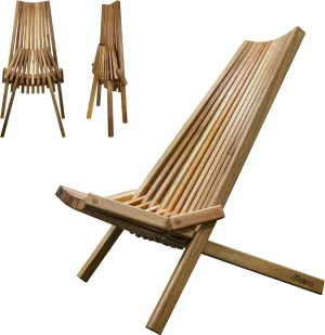 Melino Wooden Folding Chair for Outdoor - Low Profile Acacia Wood Lounge Chair with FSC Certified - Fully Assembled Outdoor Foldable Chairs for Patio, Porch, Pool Deck, Lawn, Garden - Sandstone