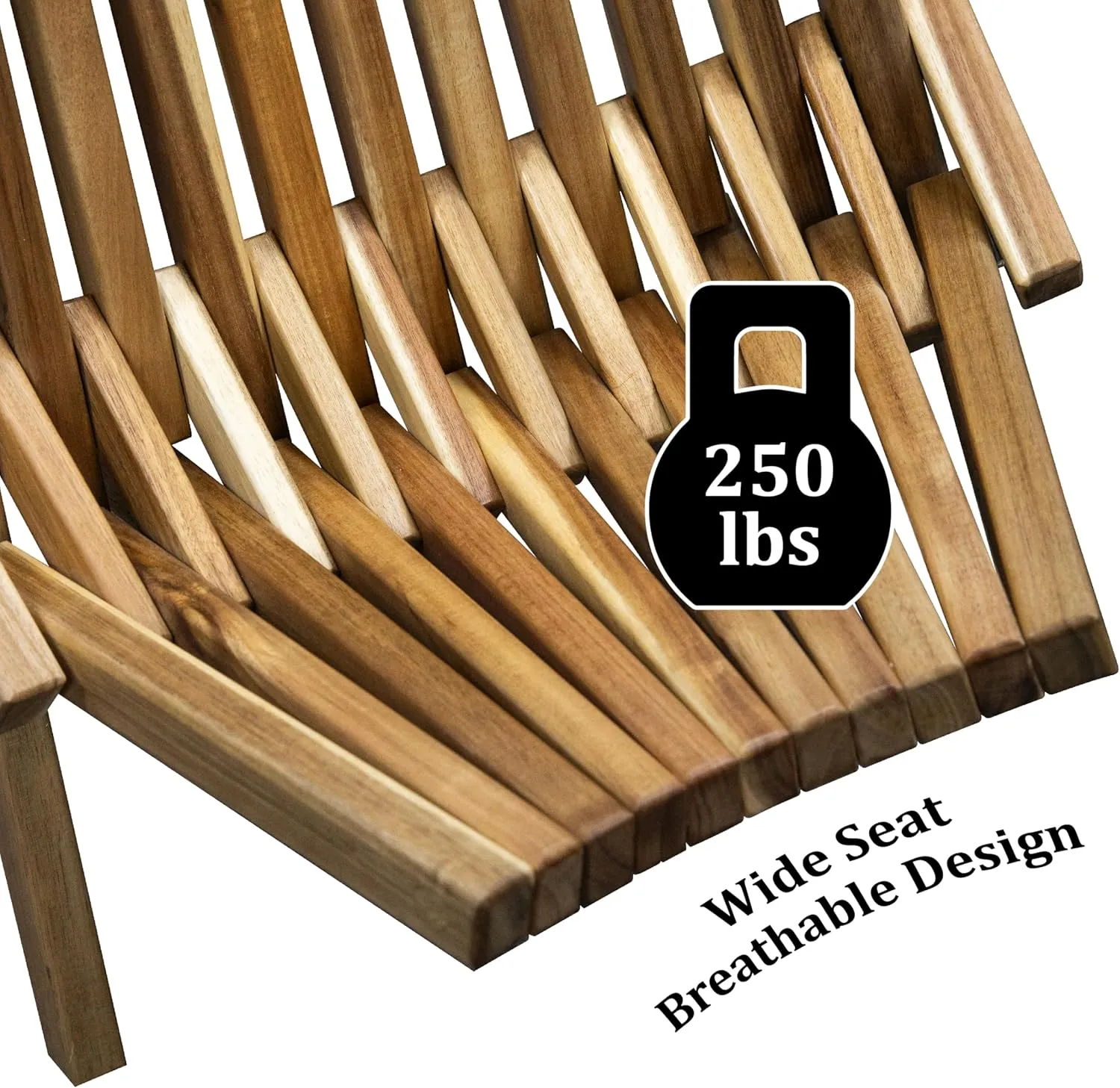 Melino Wooden Folding Chair for Outdoor - Low Profile Acacia Wood Lounge Chair with FSC Certified - Fully Assembled Outdoor Foldable Chairs for Patio, Porch, Pool Deck, Lawn, Garden - Sandstone