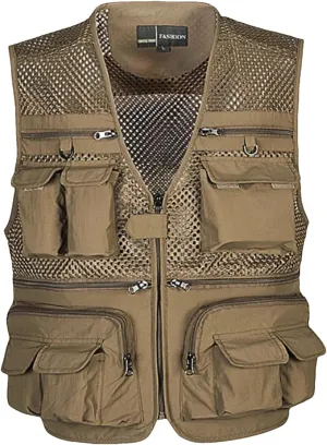 Mens Tool Multi Pockets Mesh Work Sleeveless Jacket Summer Fishing Waistcoat Tactical Outdoor Mesh Vest