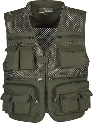 Mens Tool Multi Pockets Mesh Work Sleeveless Jacket Summer Fishing Waistcoat Tactical Outdoor Mesh Vest