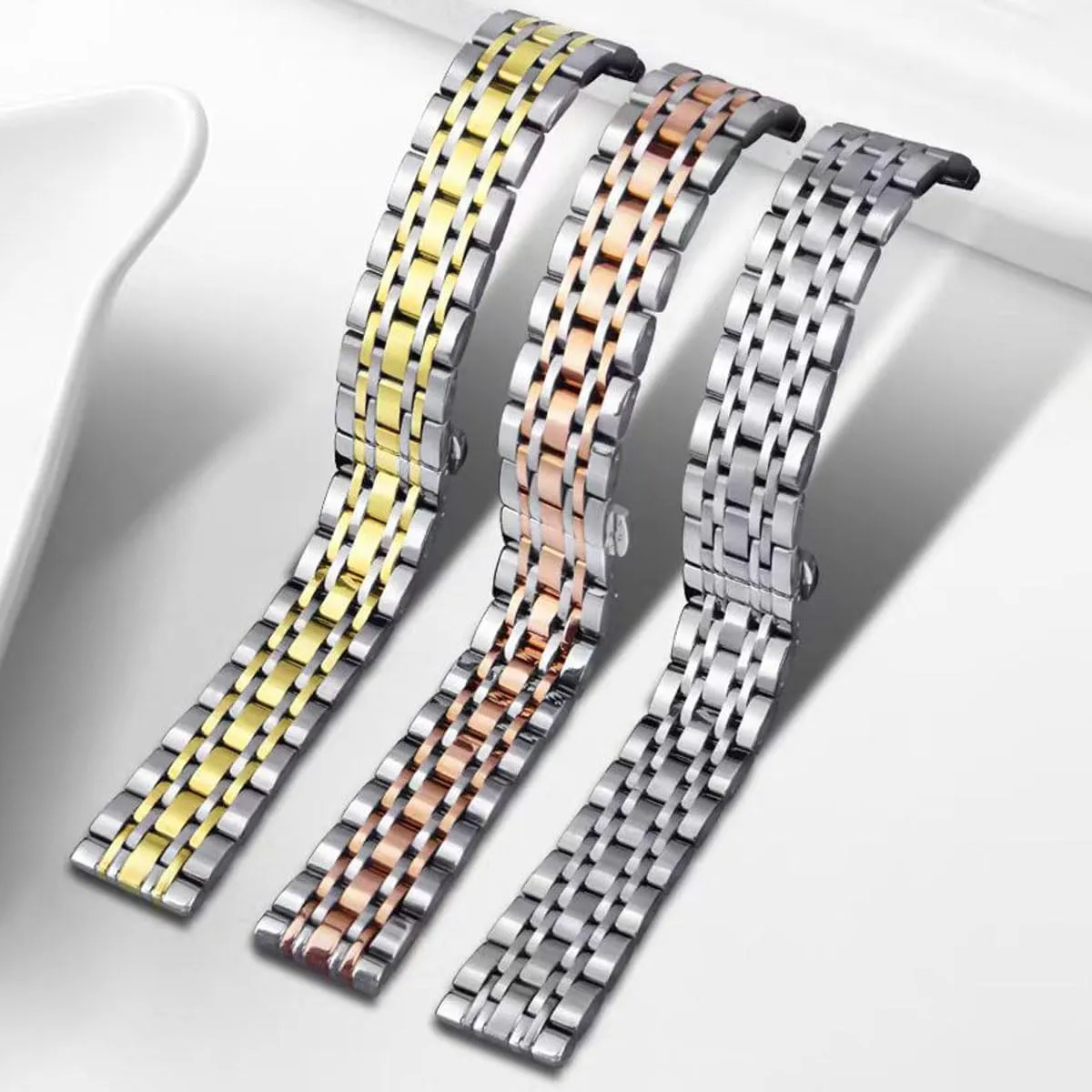 Metal Watch Band Stainless Steel Watch Strap With Weight 12mm 14mm 16mm 18mm 19mm 20mm 21mm 22mm 24mm Bracelet band Replacement Band for Men and Women