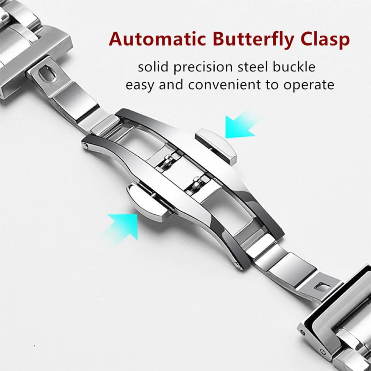 Metal Watch Universal Metal Replacement Stainless Steel Watch Straps with Straight & Curved End for Men Women,8 Sizes(14mm-24mm) 4 Colors(Gold,Sliver,Black,Gold-Silver Two Tone)