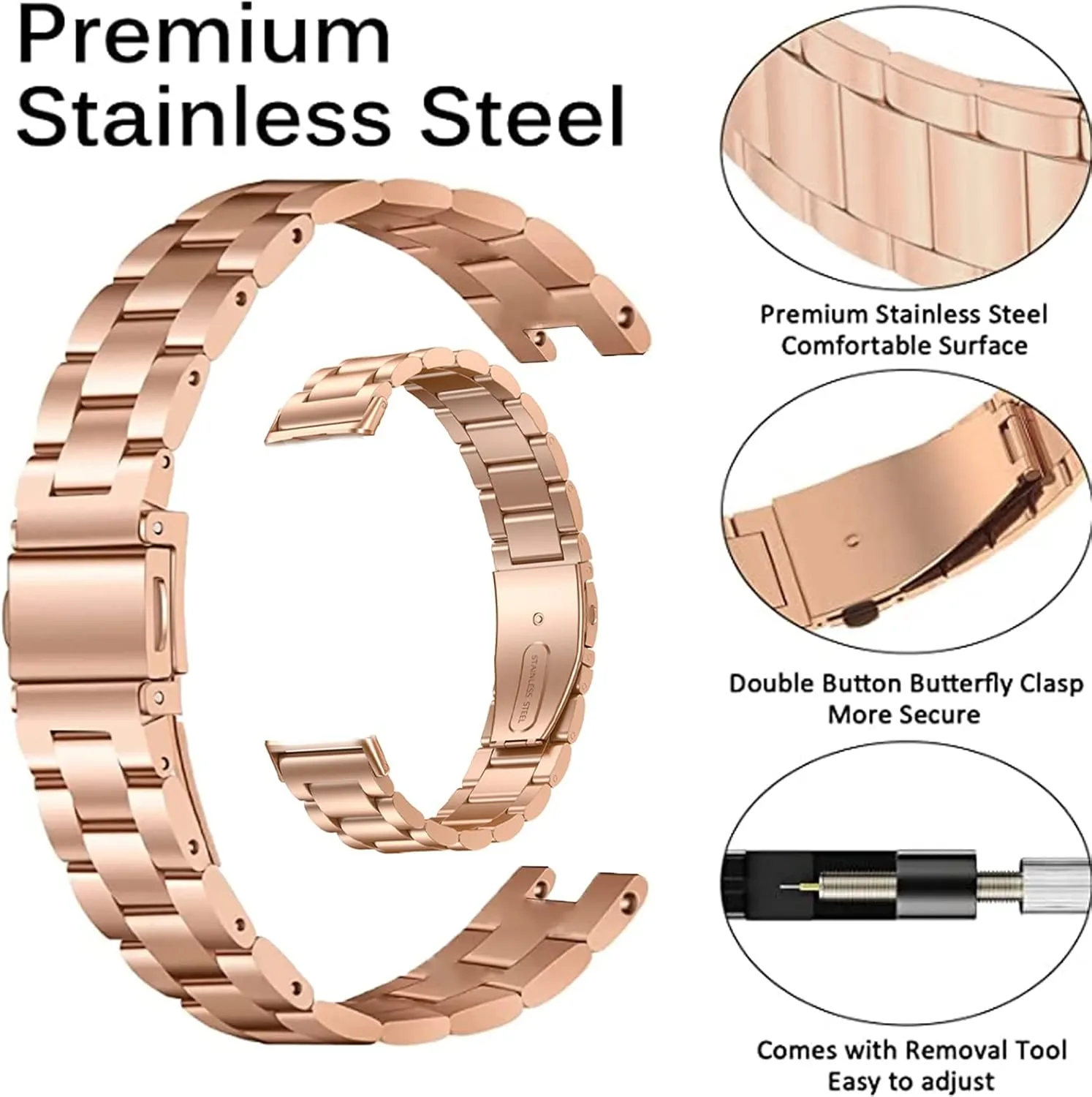 Miimall Metal Watch Band Compatible with Garmin Lily Watch, Stainless Steel Band Adjustable Wristband Replacement Men Women Metal Band Accessories Bracelet Fit for Garmin Lily SmartWatch