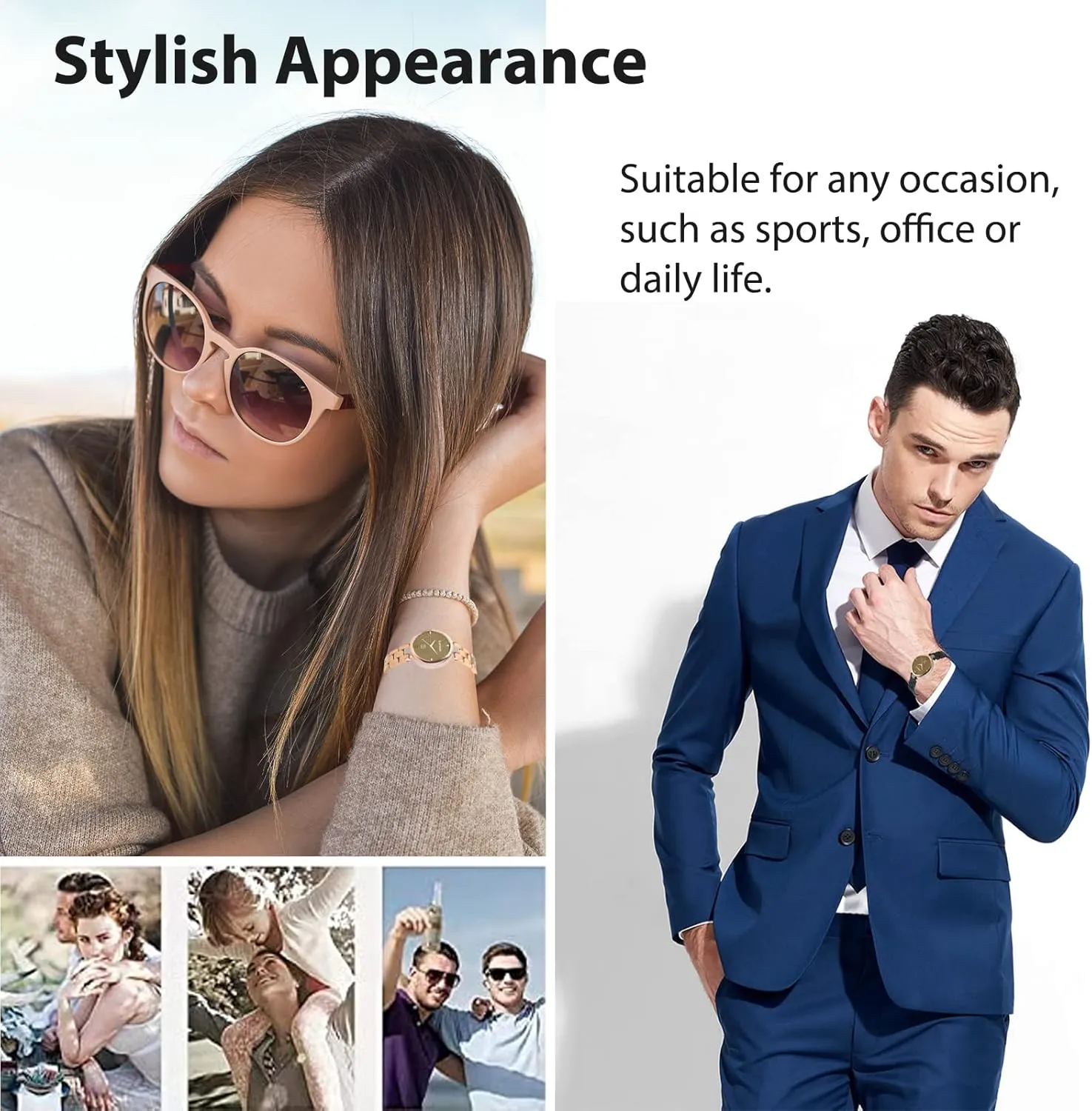 Miimall Metal Watch Band Compatible with Garmin Lily Watch, Stainless Steel Band Adjustable Wristband Replacement Men Women Metal Band Accessories Bracelet Fit for Garmin Lily SmartWatch