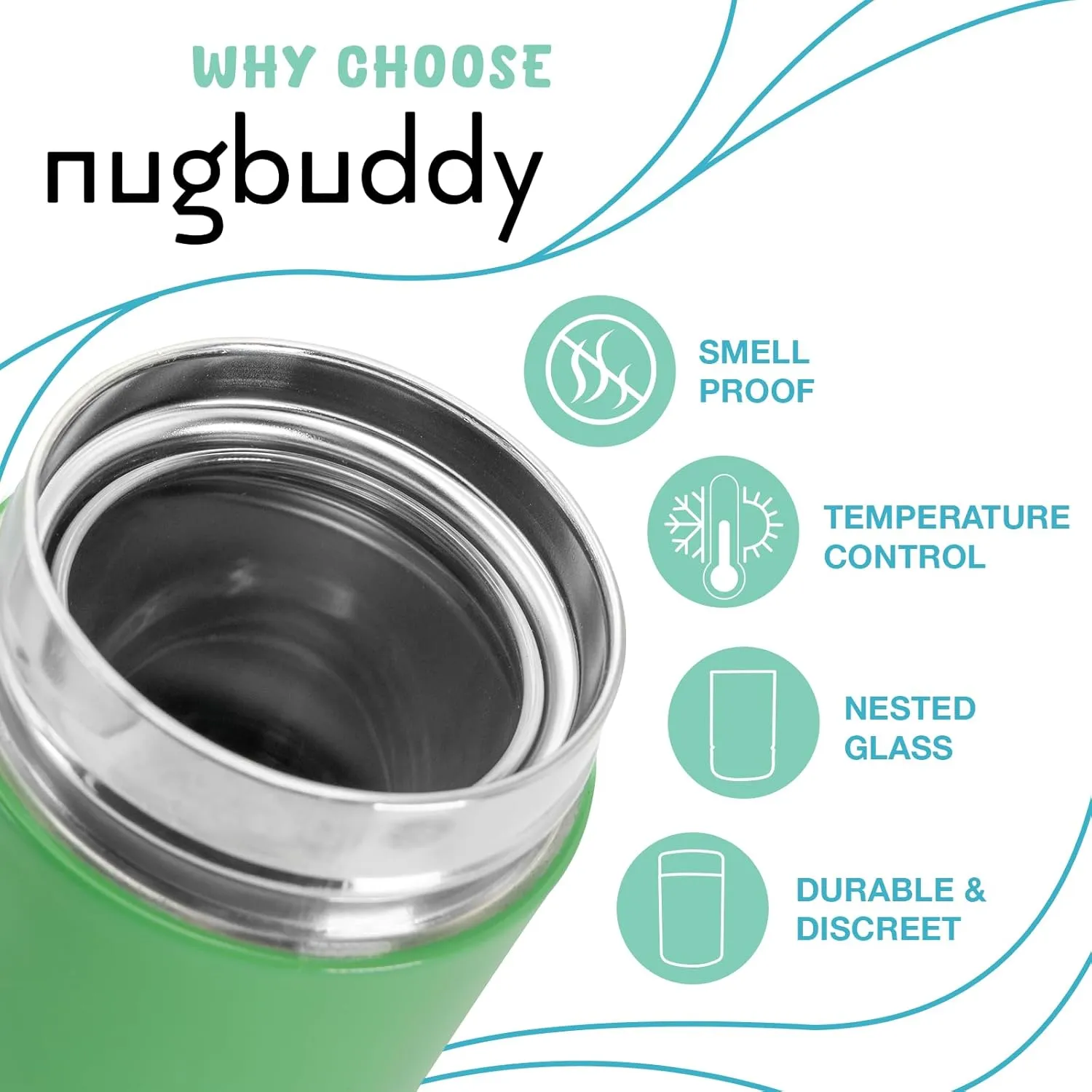 Mini Airtight Storage Container - Vacuum Sealed Insulated w Nested Glass Jar - UV Protection, Temperature Controlled Stainless - Whiteboard Finish w Marker Included - 100 ml (1/4 Oz)