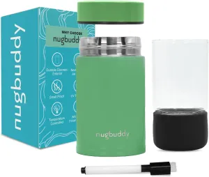 Mini Airtight Storage Container - Vacuum Sealed Insulated w Nested Glass Jar - UV Protection, Temperature Controlled Stainless - Whiteboard Finish w Marker Included - 100 ml (1/4 Oz)