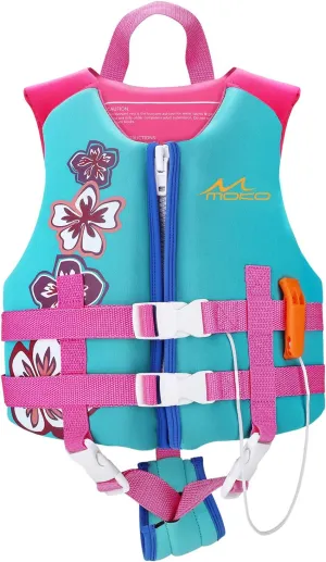 MoKo Swimming Vest for Kids 46-77 lbs, Clearance Children Swim Vests Water Activity Equipment Cute Pattern Watersports Swimming Device for Toddlers Boys Girls, L Size - Lake Blue