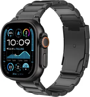MoKo Titanium Band Compatible with Apple Watch Band 49mm 46mm 45mm 44mm 42mm iWatch Ultra2 Ultra SE 2 SE Series 10 9 8 7 6 5 4 3 2 1,Titanium Replacement Watch Band with Folding Clasp