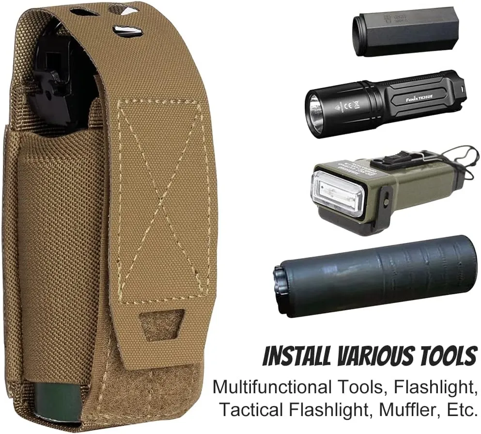 Molle Flashlight Holder Magazine Pouch Tactical Pouches Multiuse Portable Tool Pouches Flashbang Pouch for Duty Belt Backpack 500D Nylon