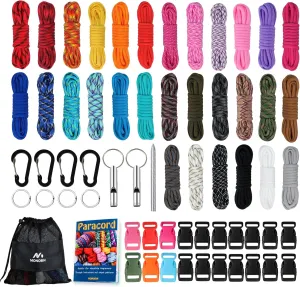 MONOBIN Paracord Combo Kits - 550 Type III Parachute Cord - Bracelet Crafting Kits, Survival Rope Making lanyards,Dog Collar,Bracelet