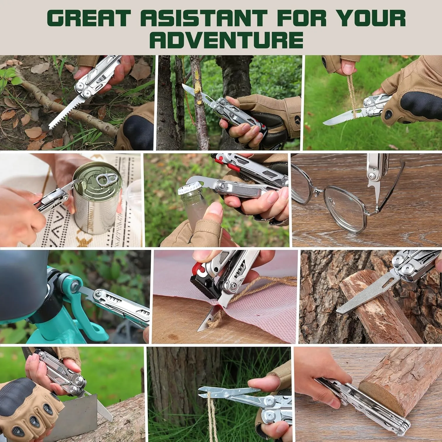 MOSSY OAK Multitool, 19-in-1 Stainless Steel Multi Tool Pliers, Self-locking EDC Gear with Sheath for Outdoor, Survival, Camping, Hiking, Father Day Gifts