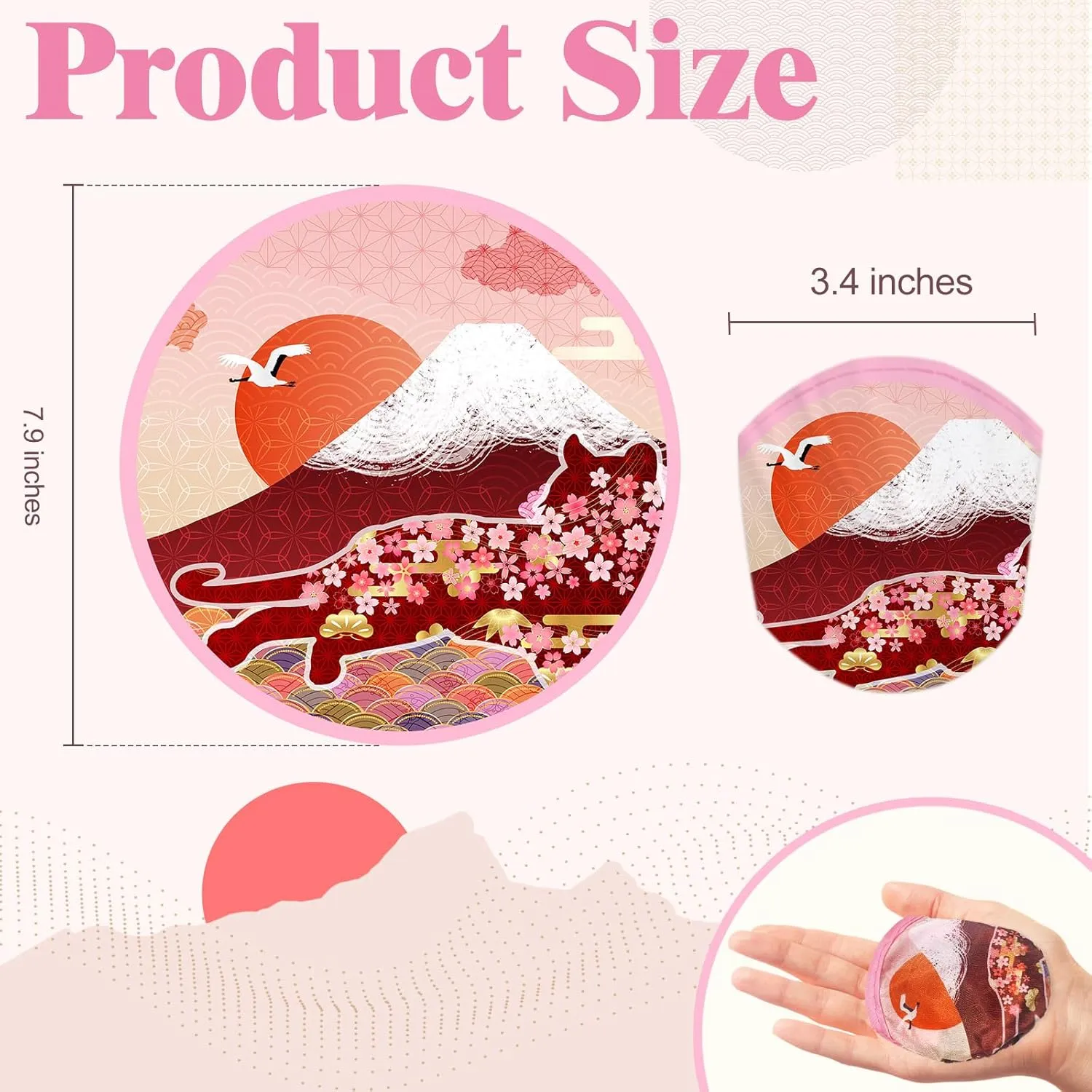 Mototo Foldable Flying Disc Fans, 36PCS Japanese Foldable Disc Fan 8 Inch Pop up Round Collapsible Hand Fan Bulk with Pouch for Women Purse Travel Beach Game Wedding Party Favor Decoration, 6 Style