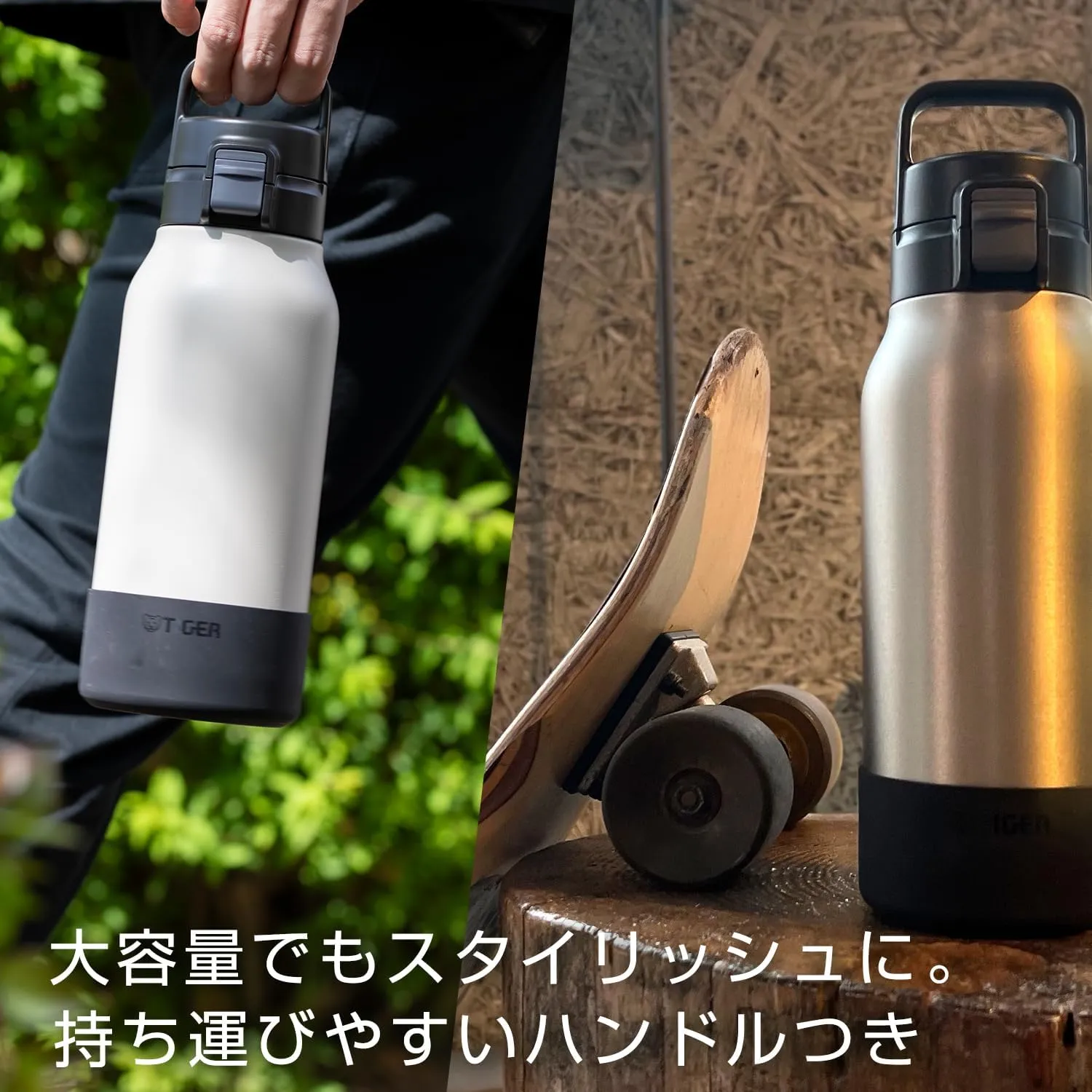 MTA-B120KK Tiger Thermos Water Bottle, 0.3 gal (1.2 L), Easy to Open with One Handle, One-Touch Vacuum Insulated Stainless Steel Bottle, For Sports Drink, Large Capacity, Direct Drinking, Wide Mouth,