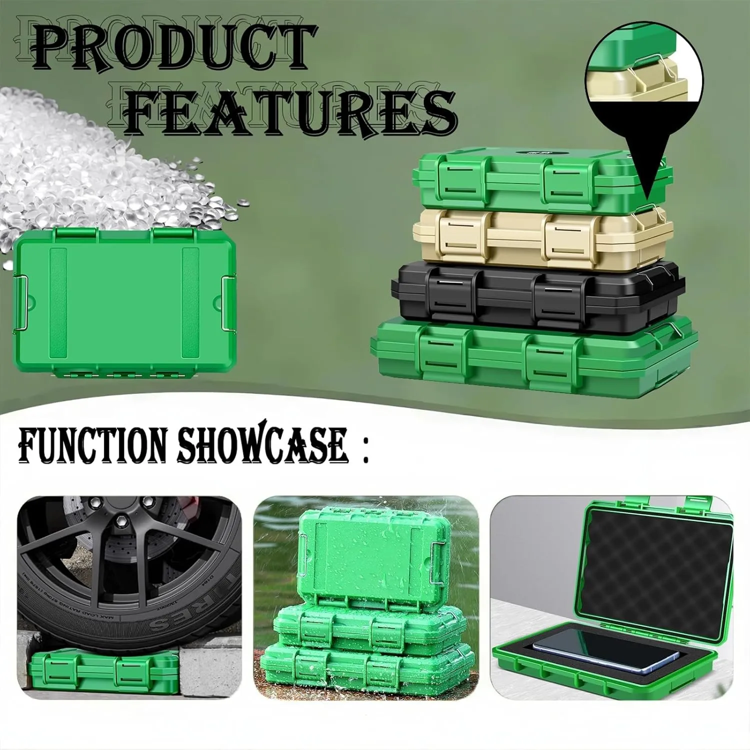 Multifunctional Outdoor Tool Case, Waterproof Storage for Tactical-Style Telescopes, Walkie-Talkies and Gear, Hard Shell Carry Organizer(Black,Medium)