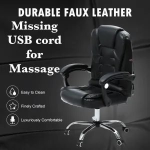 New assembled Bestco Luxury Black Reclining Swivel Office Gaming Chair! Note: USB cord for massage missing couldn't test, couple of tiny pin holes in fabric as shown in pics!