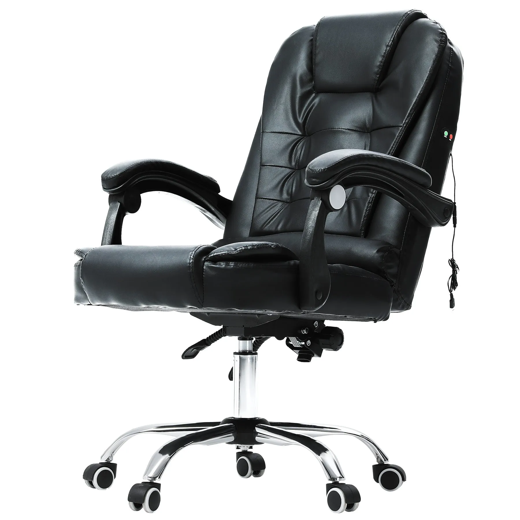 New assembled Bestco Luxury Black Reclining Swivel Office Gaming Chair! Note: USB cord for massage missing couldn't test, couple of tiny pin holes in fabric as shown in pics!