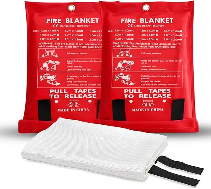 NEXARA Fire Blanket for Home Safety x2 Emergency Fire Retardant Blankets for Kitchen, Fire Extinguisher Blanket, Welding Blanket for Fireplace, Grill,School, Office, Car and BBQ (2 Pack)
