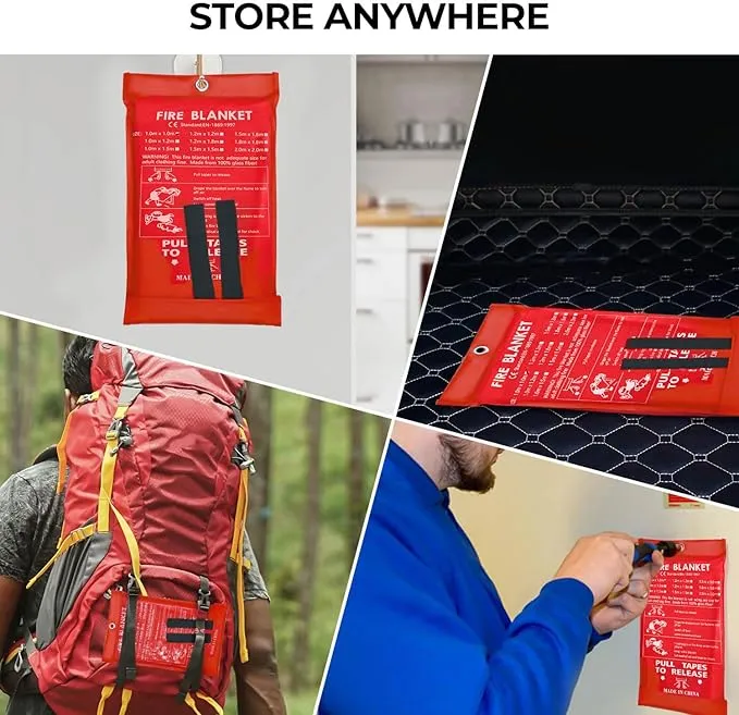 NEXARA Fire Blanket for Home Safety x2 Emergency Fire Retardant Blankets for Kitchen, Fire Extinguisher Blanket, Welding Blanket for Fireplace, Grill,School, Office, Car and BBQ (2 Pack)