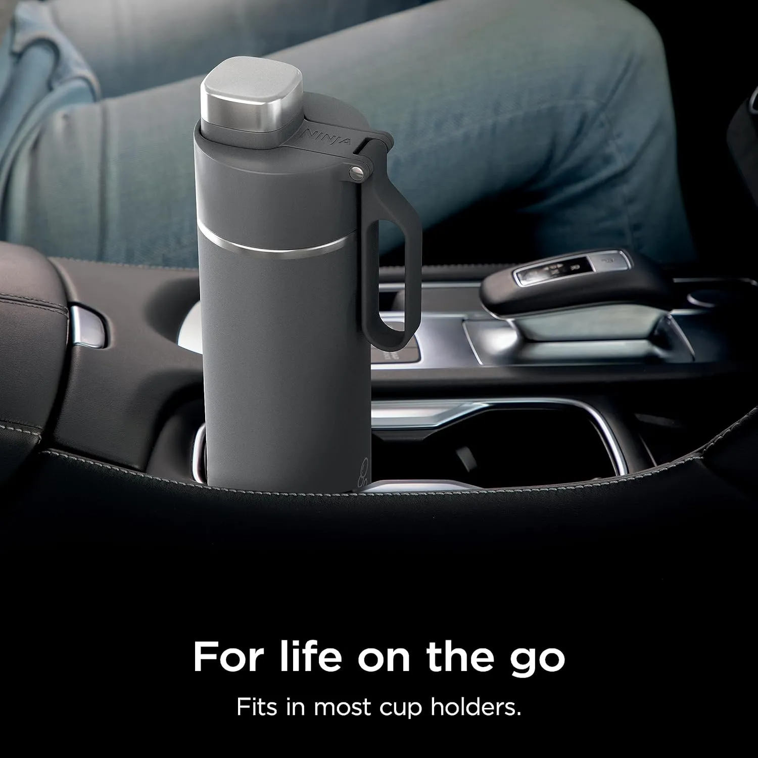 Ninja DW2401GY Thirsti 24oz Travel Water Bottle, For Carbonated Sparkling Drinks, Colder and Fizzier Longer, Leak Proof, 24 Hrs Cold, Dishwasher Safe, Stainless Steel Insulated Tumbler, Charcoal Gray