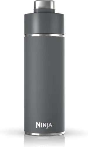 Ninja DW2401GY Thirsti 24oz Travel Water Bottle, For Carbonated Sparkling Drinks, Colder and Fizzier Longer, Leak Proof, 24 Hrs Cold, Dishwasher Safe, Stainless Steel Insulated Tumbler, Charcoal Gray