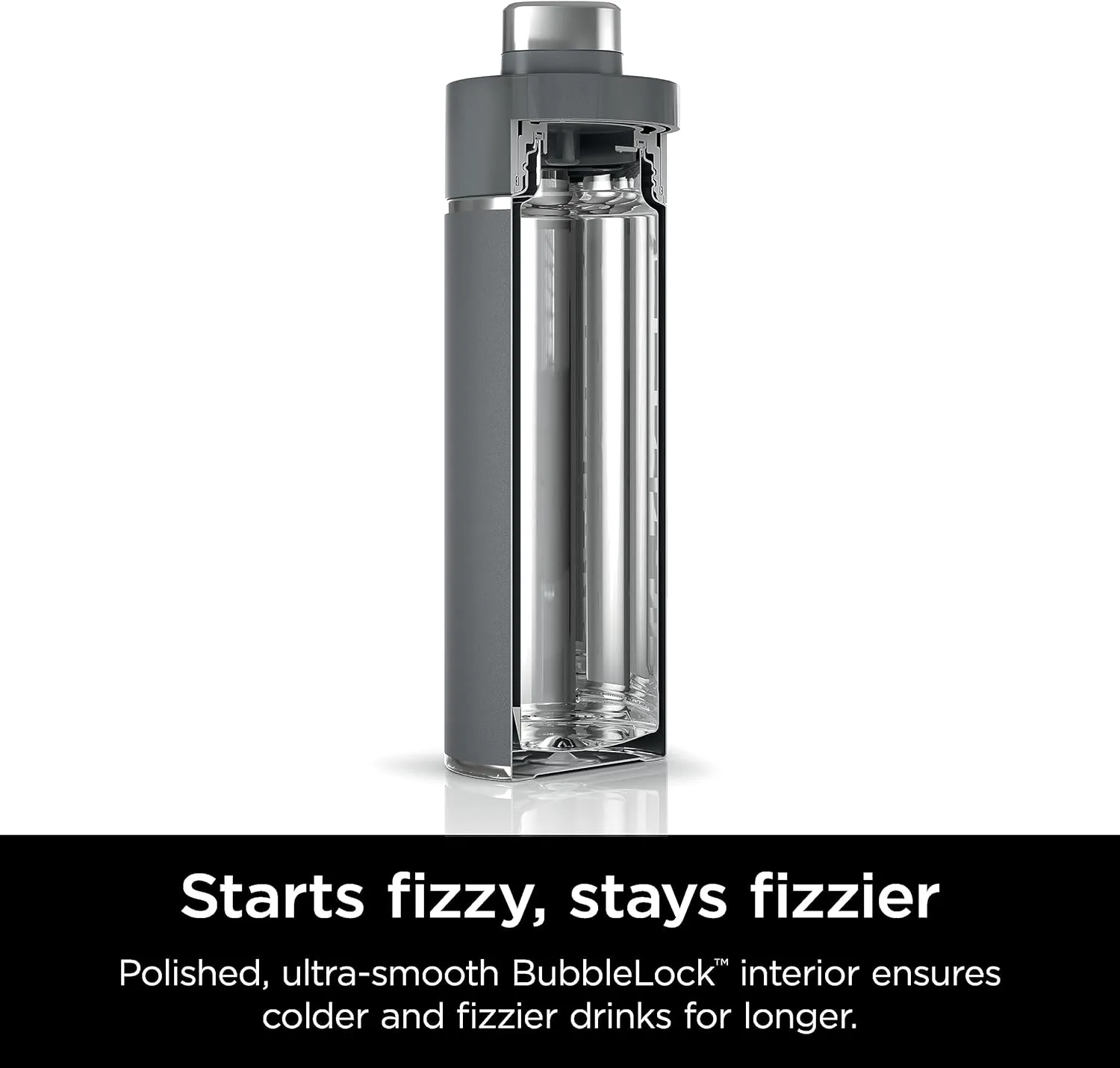 Ninja DW2401GY Thirsti 24oz Travel Water Bottle, For Carbonated Sparkling Drinks, Colder and Fizzier Longer, Leak Proof, 24 Hrs Cold, Dishwasher Safe, Stainless Steel Insulated Tumbler, Charcoal Gray