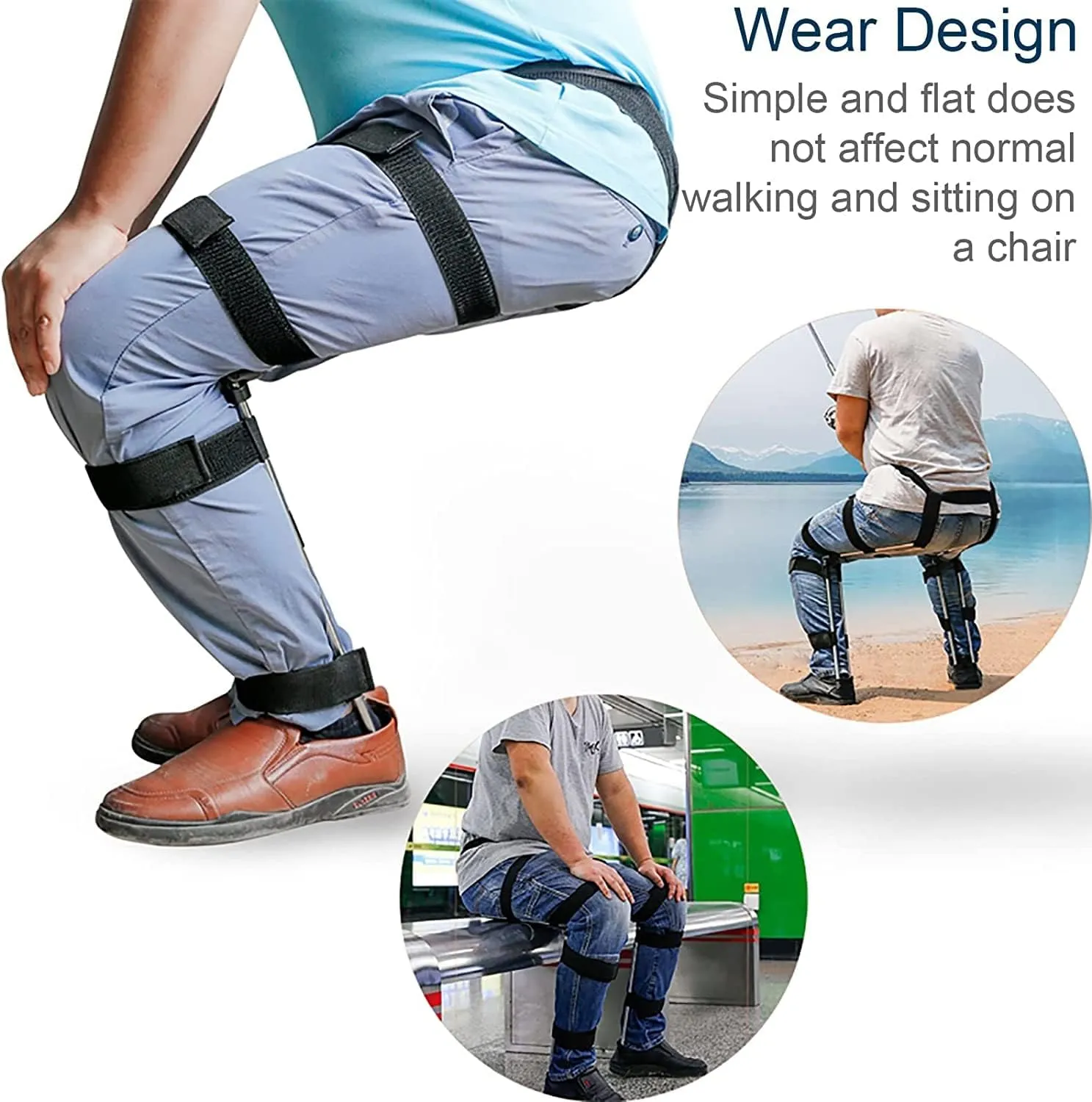 NYCDA Portable Adjustable Seat Wearable Invisible Chair Portable Folding Outdoor Magic Fishing Stool Anytime Anywhere Camping Folding Stool Concert Subway Bus Withstands 330Lbs Medium