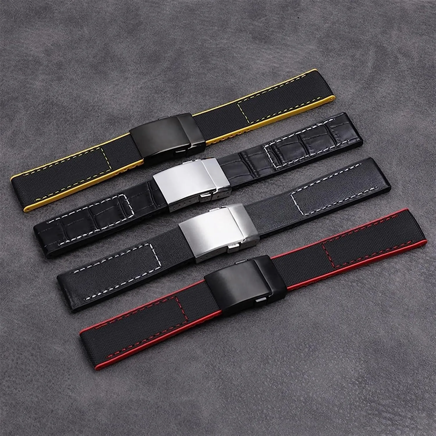Nylon Watch Band Genuine Leather Watchband For Breitling Avenger Strap with Folding Buckle For NAVITIMER WORLD 22mm 24mm