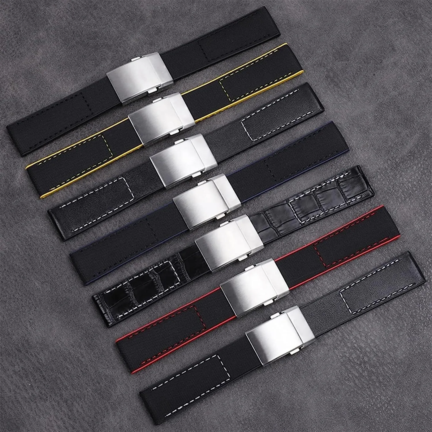 Nylon Watch Band Genuine Leather Watchband For Breitling Avenger Strap with Folding Buckle For NAVITIMER WORLD 22mm 24mm