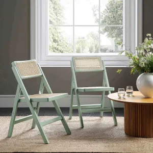 of Chairs, Frances Expert advice Weather-resistant Mint Rattan Set 2 Folding Cane