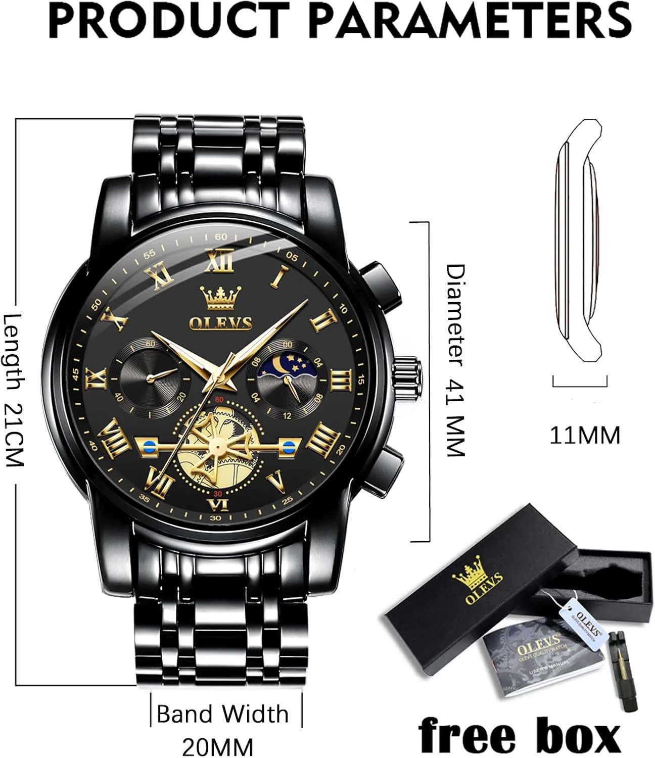 OLEVS Watches for Men with Date Luxury Big Face Waterproof Mens Wristwatch Analog Dress Two Tone Stainless Steel Man Watch Luminous Relojes De Hombre Calendar(Green/Blue/Black Dial