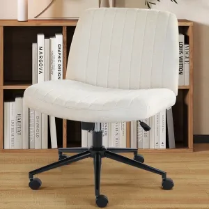 OLIXIS Criss Cross Legged Chairs Armless with Wheels Wide Seat Height Adjustable Swivel Padded Home Office Desk Seating for Bedroom, Student, Study Room