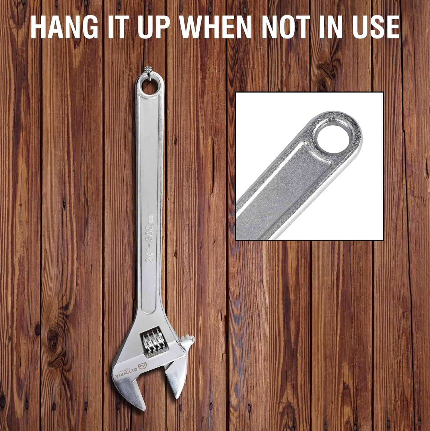 Olympia Tools 24" Adjustable Wrench, Heavy Duty Drop Forged Steel, Chrome Plated, Precision Machined Jaws, Rust Resistant