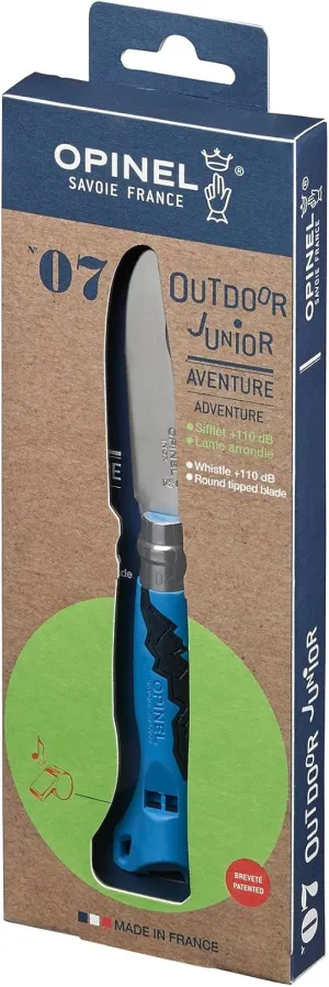 Opinel Outdoor Junior No. 07 Stainless Steel Folding Knife with Safety Rounded Tip, Integrated Whistle, Made in France