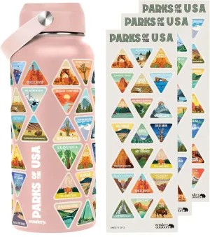 Original National Parks of the USA Bucket List Travel Water Bottle Mother's Day Pink Ocean 32 oz Screen Printed | Insulated Stainless Steel Vacuum Sealed | Leak Proof