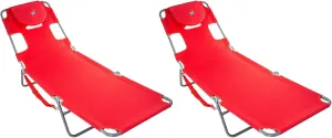 Ostrich Chaise Lounge Folding Portable Sunbathing Poolside Beach Chair (2 Pack)