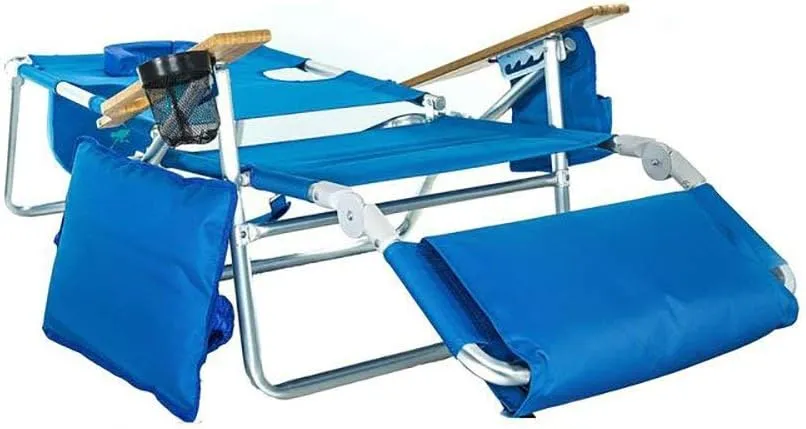 Ostrich Deluxe Padded 3-N-1 Outdoor Lounge Reclining Beach Chair, Blue (2 Pack)