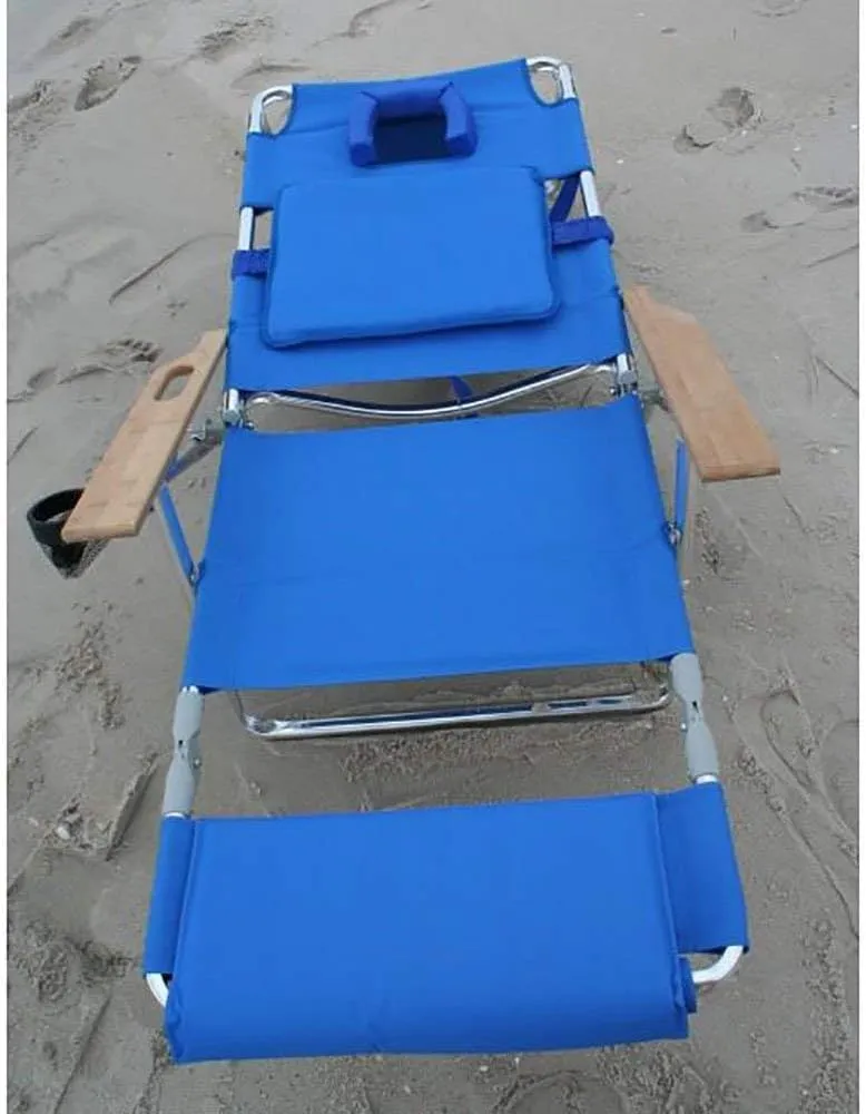 Ostrich Deluxe Padded 3-N-1 Outdoor Lounge Reclining Beach Chair, Blue (2 Pack)