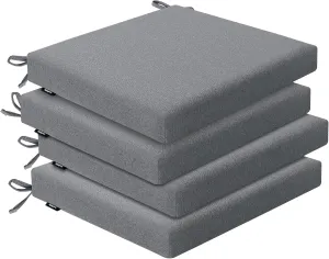 Outdoor Chair Cushions Set of 4, Water-Resistant & Fadeness 17" W x 16" D x 2" T Seat Cushion, High Density Foam with Dual Straps for Patio Garden Furniture Sofa Dining Chairs, Dark Grey