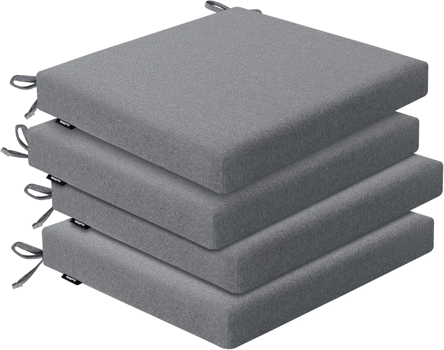 Outdoor Chair Cushions Set of 4, Water-Resistant & Fadeness 17" W x 16" D x 2" T Seat Cushion, High Density Foam with Dual Straps for Patio Garden Furniture Sofa Dining Chairs, Dark Grey