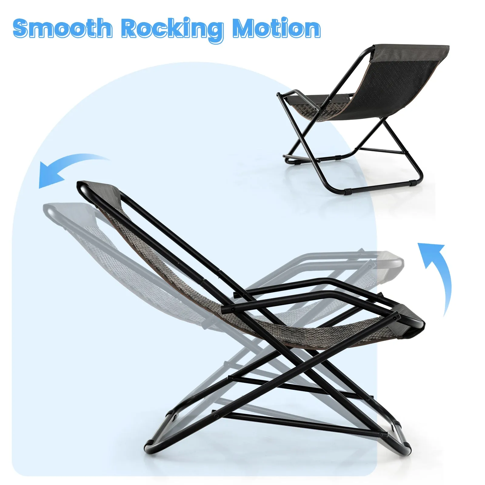 Outdoor Sling Chair with Footstool-Grey