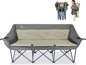 Oversized 3 Person Camping Chair for Adults,Outdoor Folding Sofa Heavy-Duty Loveseat Couch Chair with Thick Padding for Family,Garden,Campsites,Backyard Parties,Supports 900 LBS