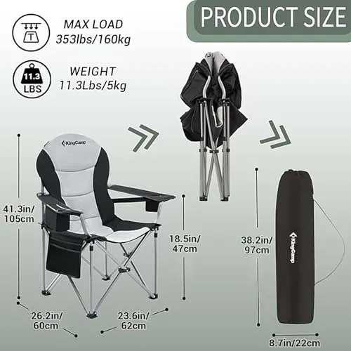 Oversized Camping Folding Chair with Lumbar Support & Cooler Bag