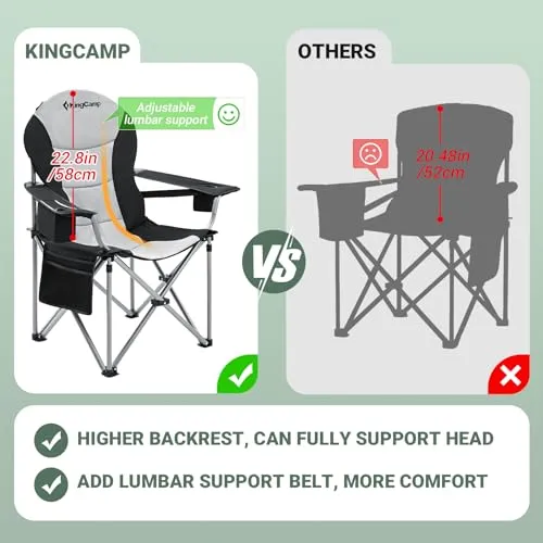 Oversized Camping Folding Chair with Lumbar Support & Cooler Bag