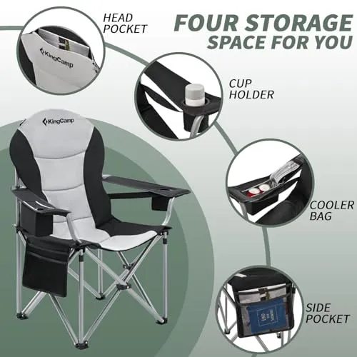 Oversized Camping Folding Chair with Lumbar Support & Cooler Bag