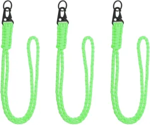 Paracord Lanyard, 550 Keychain Lanyard Heavy Duty Necklace Keychains Braided Wrist Strap for Men Women Outdoor Activity Survival Keys Whistle Rope ID Badge (3 Pack, Luminous Green